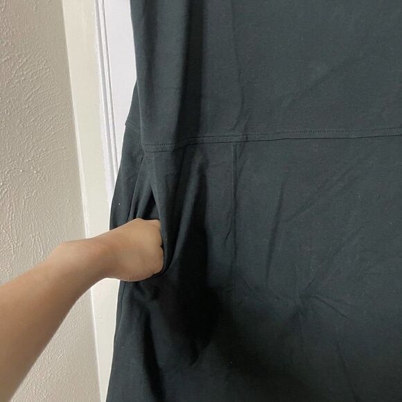 EILEEN FISHER green Cotton short sleeve tunic tshirt side pockets size medium - Picture 4 of 6